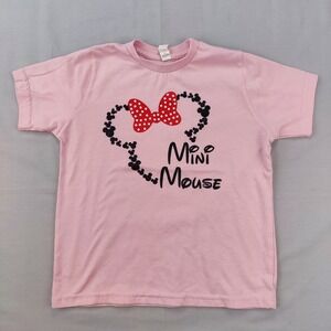 Rustic United T-Shirt Girls 5T-6T Pink Minnie Mouse Graphic Bow Short Sleeve Tee